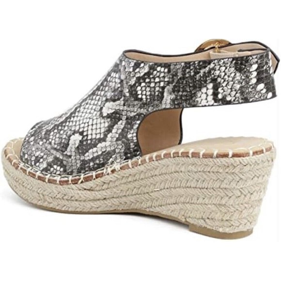 Catherine Malandrino Cirkly Snakeskin Print Slingback Platform Wedge Heels Women - Picture 1 of 6